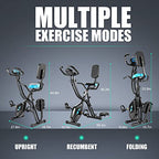 Profun Cyclette pieghevole da fitness, 10 livelli di resistenza magnetica e sedile ampio e confortevole, bicicletta di esercizio da interni, supporto per tablet e monitor digitale : Sport e tempo libero