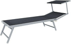 Coppia Di Lettini Prendisole 720 gr/m² Pieghevole Professionale In Alluminio Tettuccio Orientabile Parasole Sdraio Lettino Prendi Sole Mare Spiaggia Piscina Giardino 182 x 60 x 38 cm (Grigio Scuro)