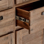 Ibbe Design Vetrina Credenza Vetrina Moderna Marrone Vetrina Mobile con 4 Ante e Casetti Alaska per Salotto Soggiorno Cucina, in Legno Massello di Acacia : Amazon.it: Casa e cucina