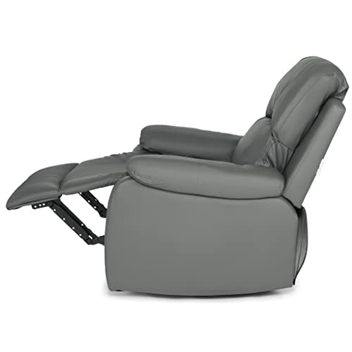Bravich Divano reclinabile manuale in pelle rigenerata grigia di lusso, mobili per soggiorno, poltrona lounge set per il massimo comfort ed eleganza. Divano a posto singolo per la casa (96 x 93 x 97 : Amazon.it: Casa e cucina