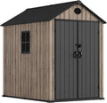 Hoggar - Casetta in resina giardino 3,62 m2 Oak O40 - Pavimento incluso - Finestra laterale - Effetto legno Premium - Doppia porta ampia - Protezione UV e impermeabile - Chiusura con perno