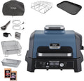 Ninja Woodfire Pro Connect XL Barbecue Elettrico, Griglia, Affumicatore, Friggitrice ad Aria 7 in 1, Controllo con App, 2 Termometri, Griglia per Costicine, Copertura e Spazzola, Blu/Nero, OG901EUAMZ