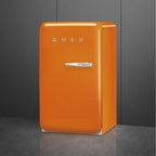 Smeg, FAB10LOR6 Frigorifero Tavolo Top Vintage 1 Anta, 122L, Cerniere a Sinistra, Freddo Statico, Congelatore 17L, 1 Clayette Regolabile, 1 Vassoio Verdure e Illuminazione LED, H 97 cm, Arancione