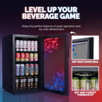 Frigorifero per bevande | 126 lattine indipendente con porta in vetro con cerniera a destra | Mini frigorifero per bevande, perfetto per birra, vino, bibite e bevande fredde