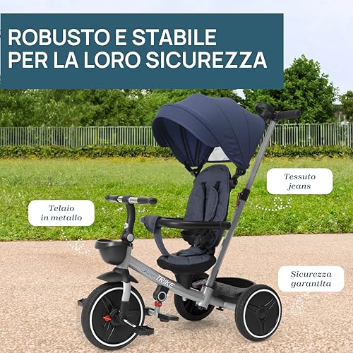Chicco, Triciclo Bambini 4in1, Telaio in Metallo, Ruote in Gomma EVA, Cintura a 4 Punti, Maniglione Telescopico e Cappottina Rimovibili, Passeggino con Seduta Reversibile, Cestini, 6 mesi   5 anni : Amazon.it: Giochi e giocattoli