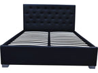 Letto Matrimoniale con Contenitore “TINO” 180x200 cm – Struttura Imbottita in Ecopelle Nera – Rete a Doghe Inclusa
