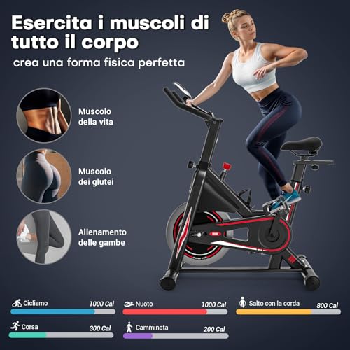 Cyclette da Casa, DMASUN Cyclette Professionali Hanno Una Resistenza Magnetica più Forte, cyclette più Silenziosa, più Confortevole e Sicurezza Stabile, Capacità 160 kg（Include Coprisella Cyclette） : Sport e tempo libero