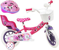 Bicicletta da Bambino 12' Dotata di 1 Freno, Cestino Anteriore, Porta Bambola Posteriore, parafanghi + Casco Incluso, 12" Ragazza, Rosa