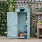 Easycomfort Casetta da Giardino Porta Attrezzi in Legno con 3 Ripiani, 77x54.2x179cm, Blu