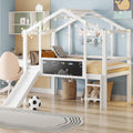 Wiuzo Lettino per bambini, 90 x 200 cm, design sottotetto con scala di sicurezza e scivolo di sicurezza, con lavagna graffiti, letto multiuso, letto singolo a soppalco (bianco)