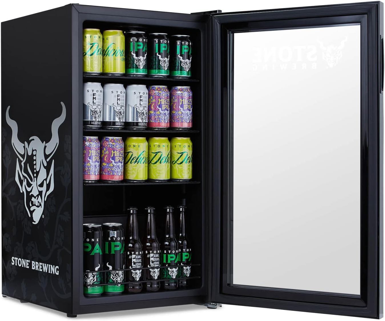 Frigorifero per bevande | 126 lattine indipendente con porta in vetro con cerniera a destra | Mini frigorifero per bevande, perfetto per birra, vino, bibite e bevande fredde