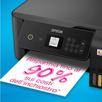 Epson EcoTank ET 2821 Stampante Multifunzione 3 in 1 A4, Serbatoi Ricaricabili Alta Capacità, 4 Flaconi Inclusi pari a 3600pag B/N 6500pag Colore, Display LCD USB Wi Fi/Direct, Nero : Informatica