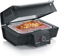 SEVERIN SEVO GT Barbecue Elettrico con Opzione Cottura Lenta, Grill Elettrico 3000W per Interni ed Esterni, Griglia Elettrica con Avvio Rapido fino a 500°C, Inox/Nero, PG 8106