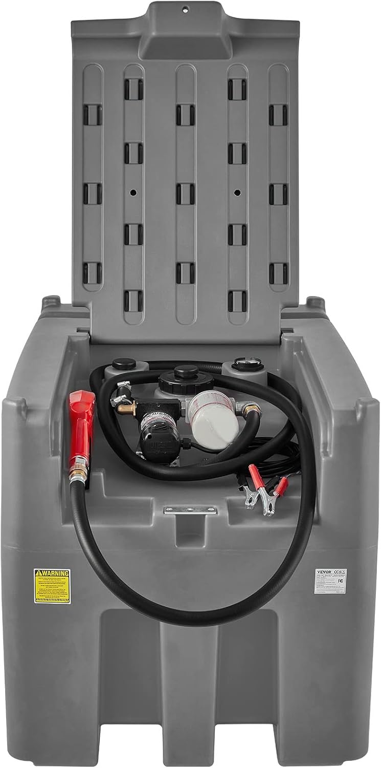 VEVOR Portable Fuel Tank 439 Litre 12V DC Large Fuel Tank with Grey Transfer Pump for Tractor Ship Camper Outdoor Industries Construction Industries
