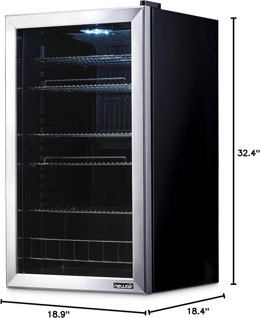 Frigorifero per bevande | 126 lattine indipendente con porta in vetro con cerniera a destra | Mini frigorifero per bevande, perfetto per birra, vino, bibite e bevande fredde
