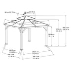 Gazebo con struttura in cedro da 10 piedi x 10 piedi e tetto a padiglione in acciaio a 2 livelli