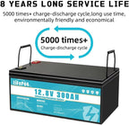 LiFePO4 12V 300Ah Lithium Iron Phosphate Battery with 300A BMS Battery Life More than 8 Years, Suitable for Camping, Solar Power, Emergency Power etc.