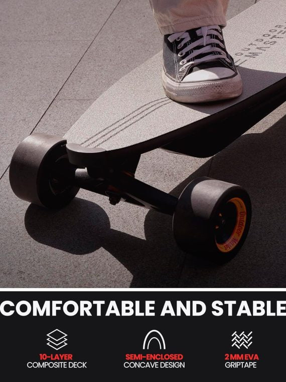 Skateboard elettrico Caribou con telecomando, autonomia 26 miglia, velocità massima 32 mph, 2 motori nel mozzo da 1000 W, longboard elettrico per adulti e adolescenti principianti, garanzia di 6 mesi.