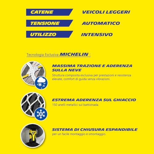 MICHELIN EASY GRIP Limited Catene da neve composite, resistenti e di rapido montaggio, E7 : Amazon.it: Auto e Moto