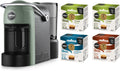Lavazza A Modo Mio Jolie Evo, Macchina per Caffè Realizzata con 36% di Plastica Riciclata, Macchina Espresso con 64 Capsule Lavazza A Modo Mio Tierra Assortite Incluse, Verde