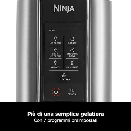 Ninja CREAMi Gelatiera, macchina per gelato e dessert congelati, 1,4 l, 3 vasetti, 7 programmi, per gelati, sorbetti, frullati, frappè, nero/argento, NC300EU : Amazon.it: Casa e cucina