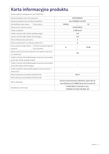 BF Goodrich All Terrain T/A KO2 M S   245/70R17 119S   Pneumatico 4 stagioni : Amazon.it: Auto e Moto