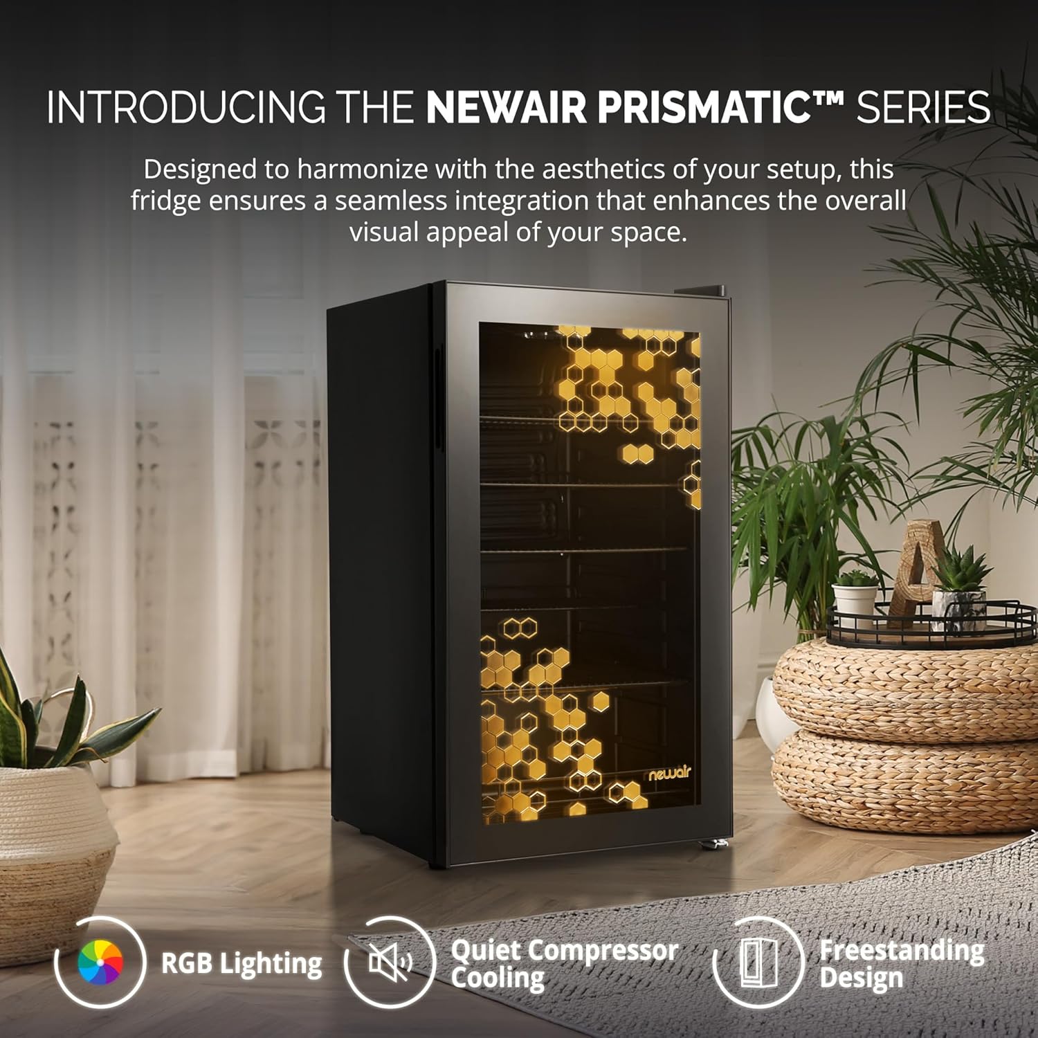 Frigorifero per bevande | 126 lattine indipendente con porta in vetro con cerniera a destra | Mini frigorifero per bevande, perfetto per birra, vino, bibite e bevande fredde