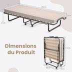 COSTWAY Letto Pieghevole, Beige, 90x200cm Matelas 10cm : Casa e cucina