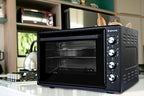 BEHOME Forno Elettrico Ventilato 70 litri con Girarrosto, Autopulente e Smaltato, Temperatura fino a 320° Doppio Vetro con Luce Interna e Timer 1 Girarrosto 2 Teglie e 1 Griglia (Nero) : Amazon.it: Casa e cucina