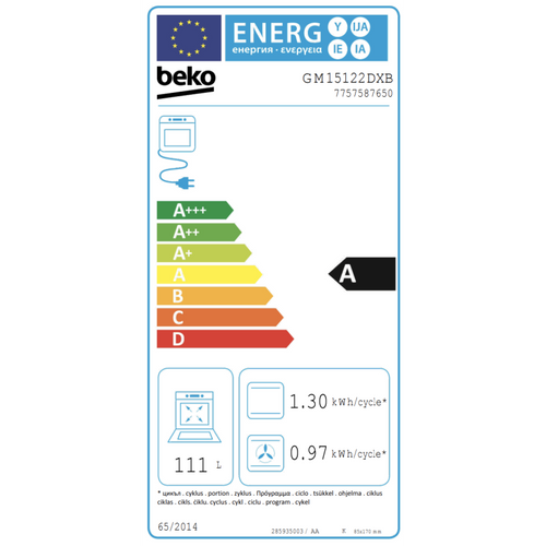 Beko GM15122DXB - Cucina a Libera Installazione Inox 90x60 cm 5 Fuochi con Forno Elettrico Ventilato