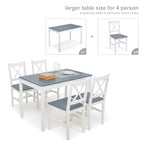 Mondeer Tavolo e Sedie Cucina, Set da Pranzo con Tavolo e 4 Sedie di Pino per le Cucina Sala da Pranzo, 108 x 65 x 73 cm, blu : Casa e cucina