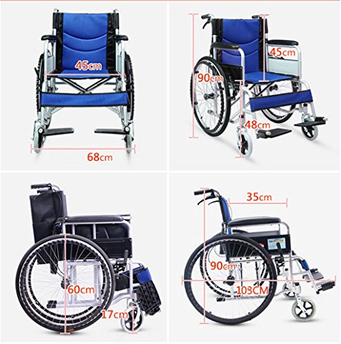 GX Wheelchair Sedia a Rotelle   Carrozzina Pieghevole per Anziani Carriola Portatile Multifunzione per Disabili, Blu : Amazon.it: Salute e cura della persona