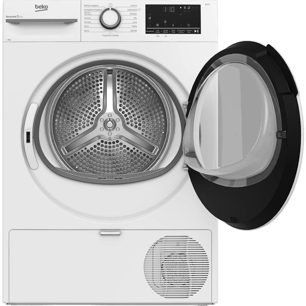 Asciugatrice a Pompa di Calore Beko BMT481WI – 8 Kg, Classe A+++, Motore ProSmart™ Inverter, Bianco (84,6x59,8x60,7 cm)